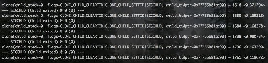 strace -T -e clone -p <PID>